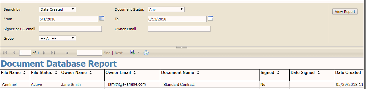 document database report